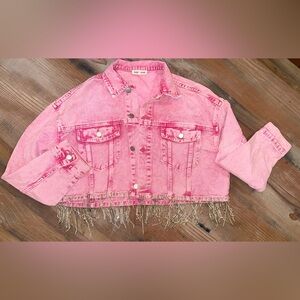 Pink denim jacket with sparkles!